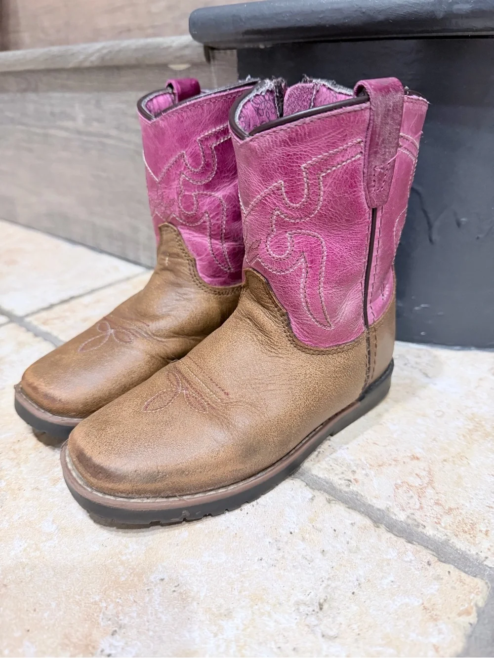 Shyanne Brown and Pink Girls' Western Boots